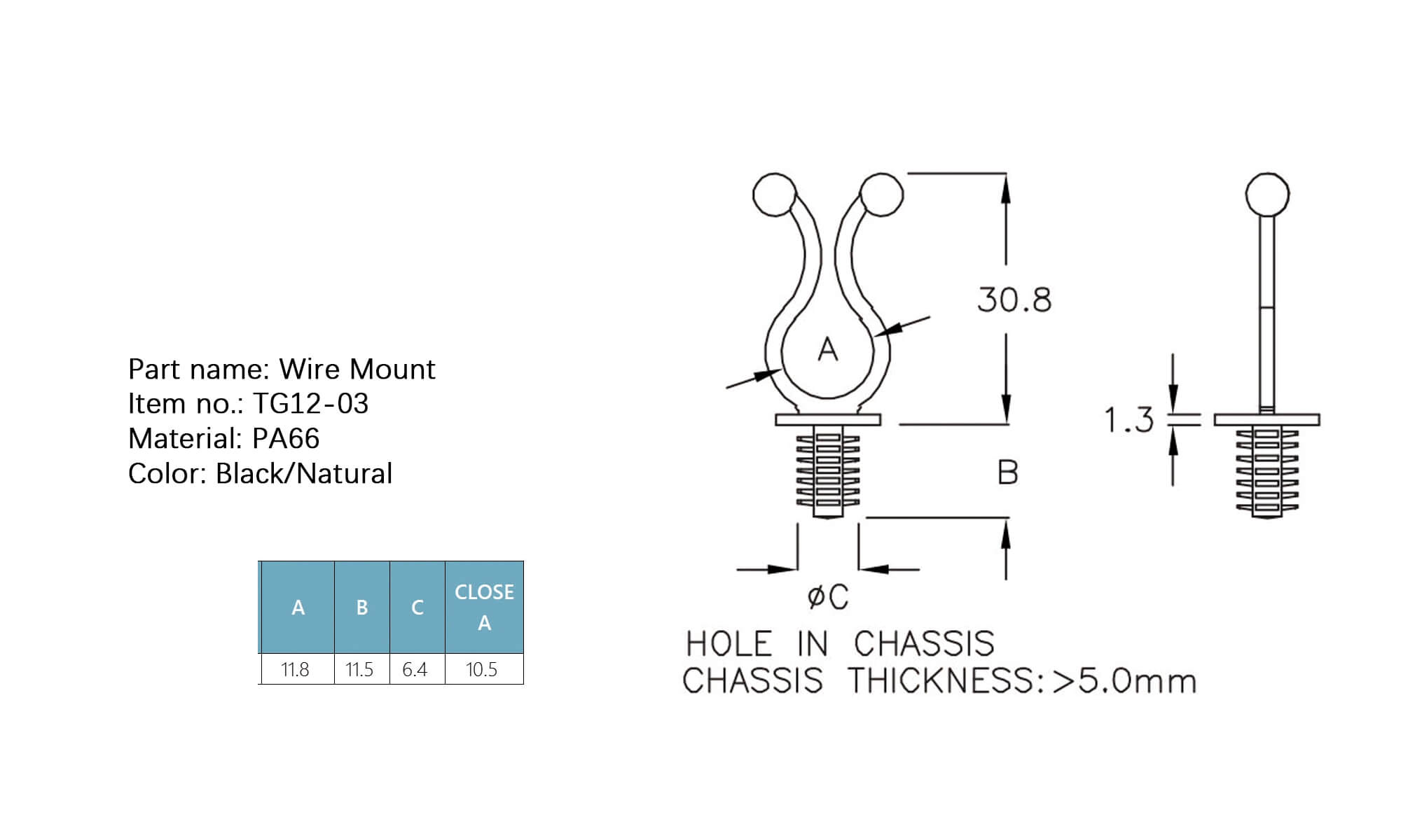 Plastic Wire Mount TG12-03